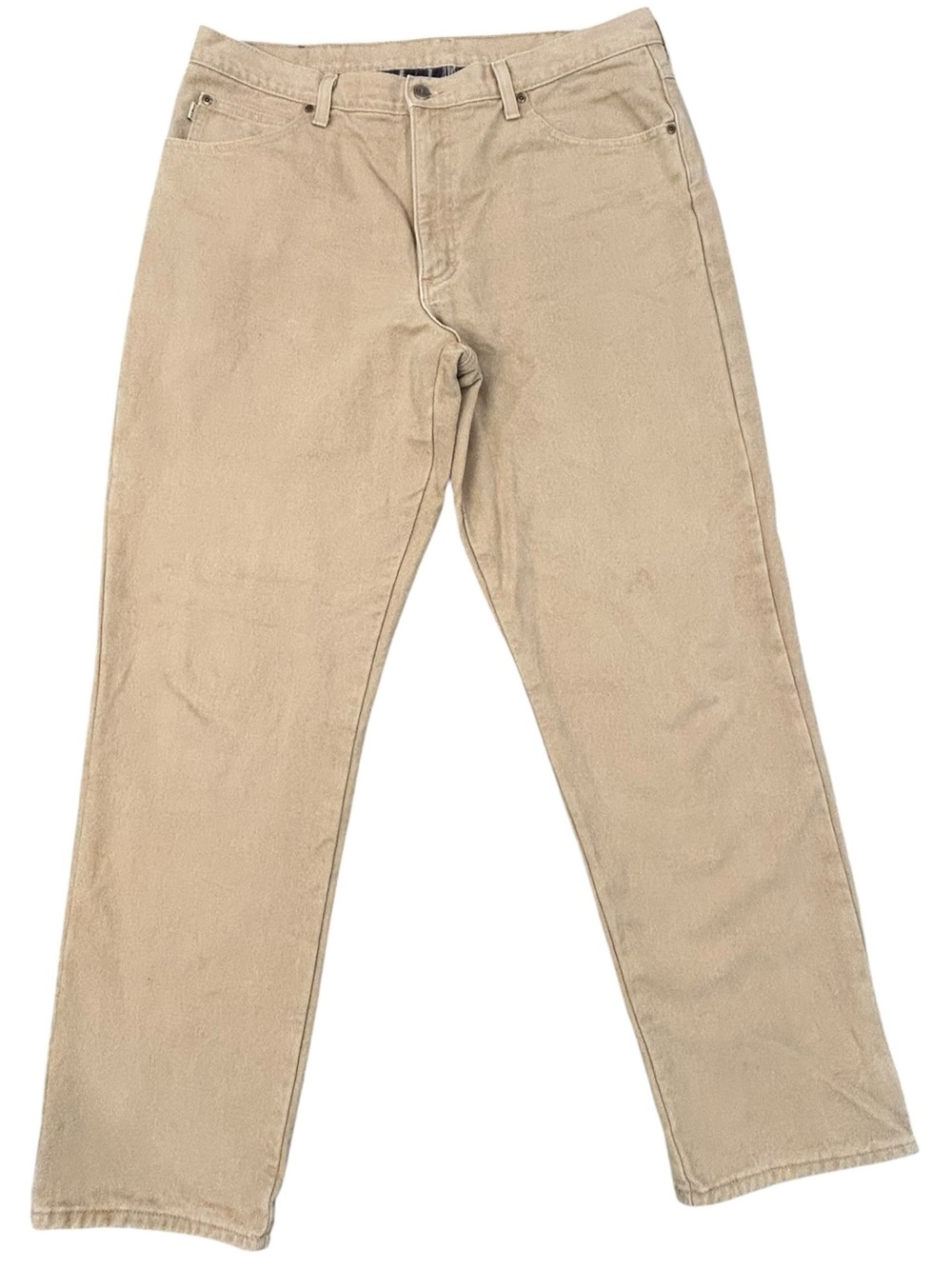 L.L. Bean Vintage Double L Plaid Lined Classic Fit Men's Tan Jeans 38x32 90s